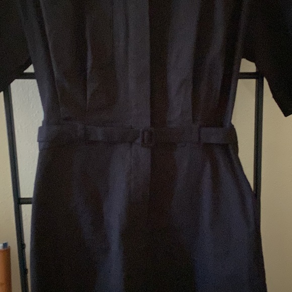 Theory Belted Shirt Dress in Stretch Linen in Black Size 2 NWOT - Picture 2 of 3